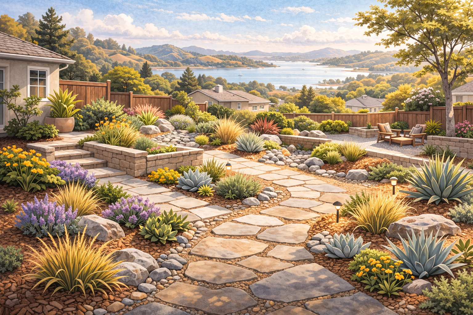 Drought-tolerant sustainable landscape with native plants